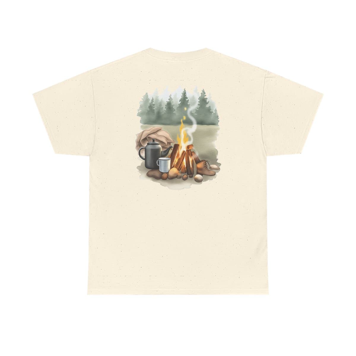 Campfire & Coffee printed on a t-shirt